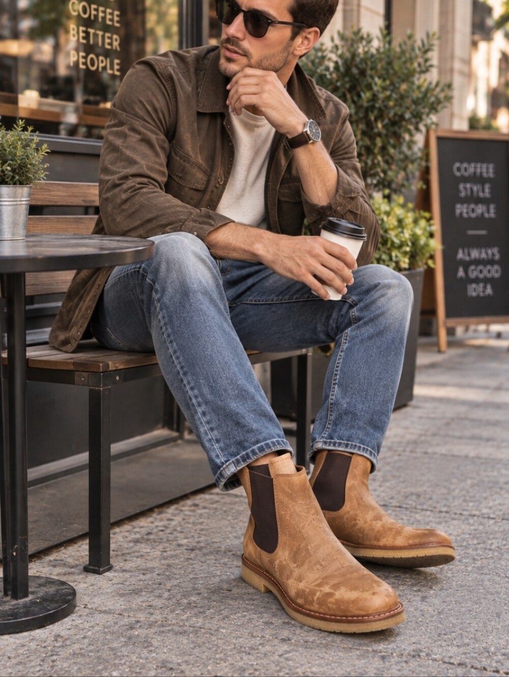 Huckberry Astorflex Bitflex Brown Leather Chelsea Boots
